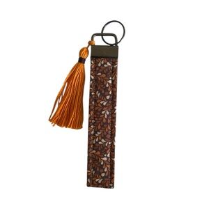 Handmade Keychain Orange‎ and Brown, Key Holder with Tassel